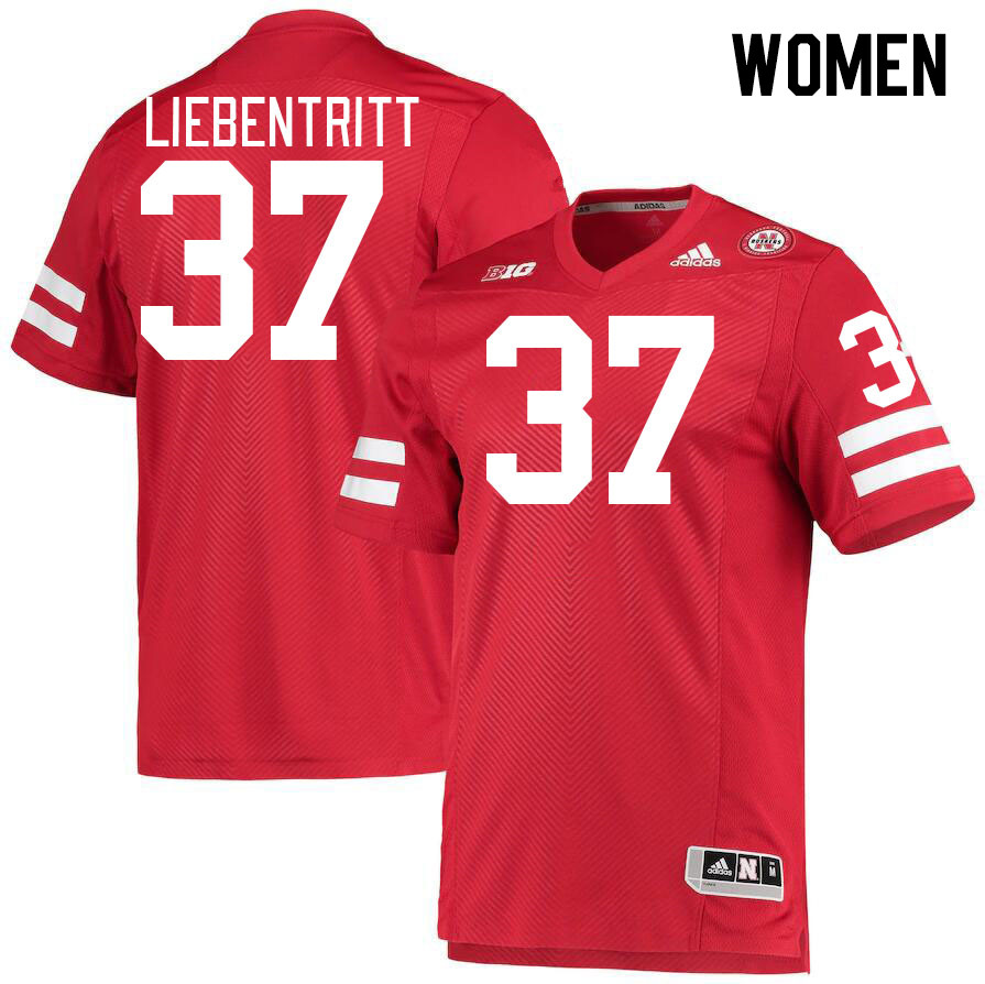 Women #37 Barret Liebentritt Nebraska Cornhuskers College Football Jerseys Stitched Sale-Red - Click Image to Close